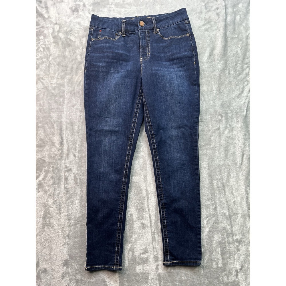 Seven7 Womens Sz 12 Designer Blue Jeans Tummyless High Rise Skinny Stretch Pants